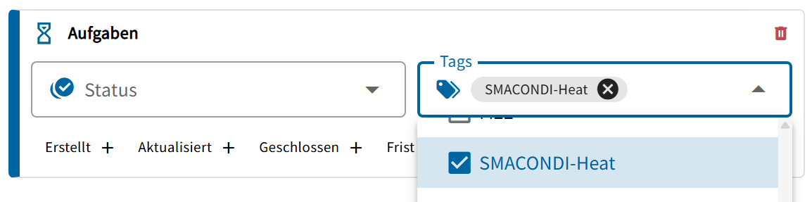 Auswahl der Tags
